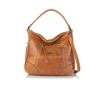 Mala em pele grande de ombro camel