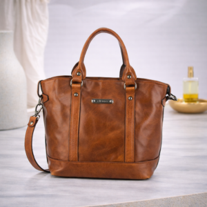 Mala em pele média de duas alças de mão