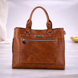 Mala em pele média de duas alças de mão