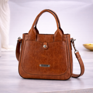 Mala em pele pequena de duas alças de mão