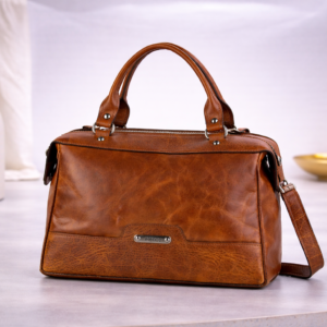 Mala em pele média de duas alças de mão