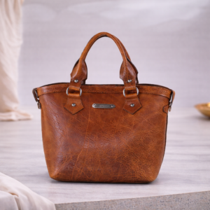 Mala em pele pequena de mão de duas alças