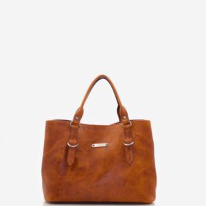 Mala em pele média de mão camel