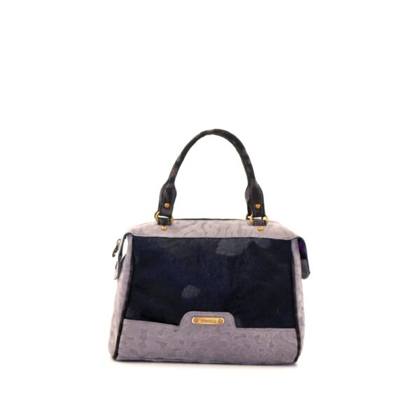 Mala em camurça média de duas alças de mão preta