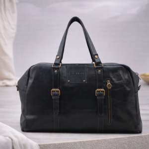 Saco de viagem em pele preta