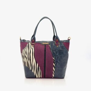 Mala em pele média de duas alças de mão roxa