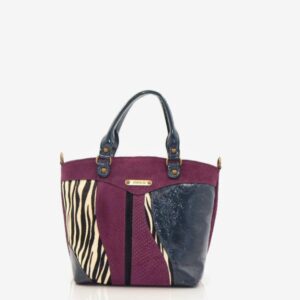 Mala em pele média de duas alças de mão roxa