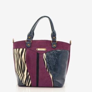 Mala em pele média de duas alças de mão roxa