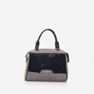 Mala em camurça média de duas alças de mão preta