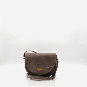 Mala em pele pequena a tiracolo cinza