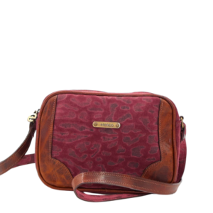 Mala pequena em camurça Bodeaux a tiracolo