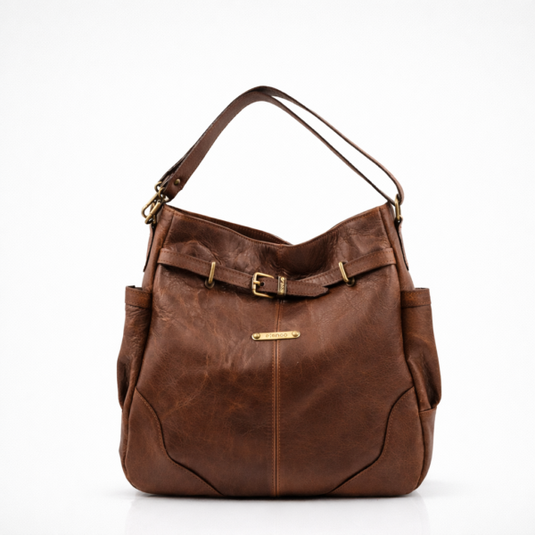 Mala grande de ombro castanha