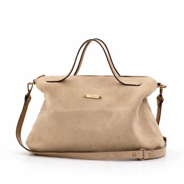 Mala em camurça média bege