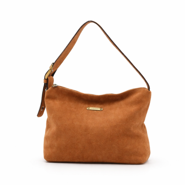 Mala em camurça média camel