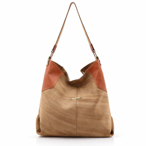 Mala de ombro grande em camurça bege