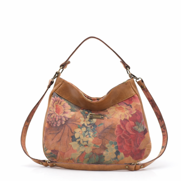 Mala média em camurça floreada