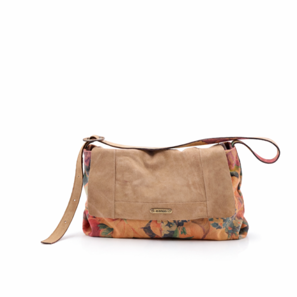 Mala média em camurça floreada