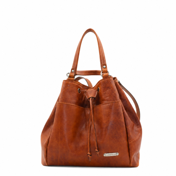 Mochila grande em pele camel