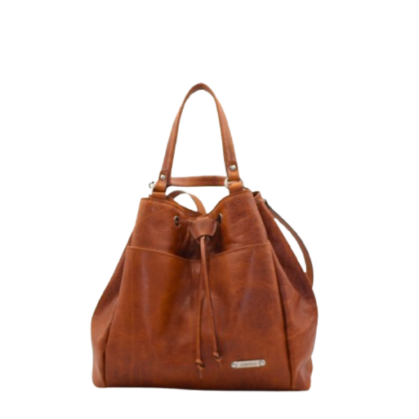 Mochila grande em pele camel