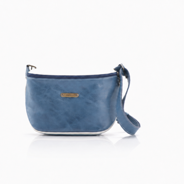 Bolsa de cintura pele  azul e branca