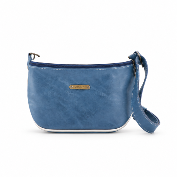 Bolsa de cintura pele azul e branca