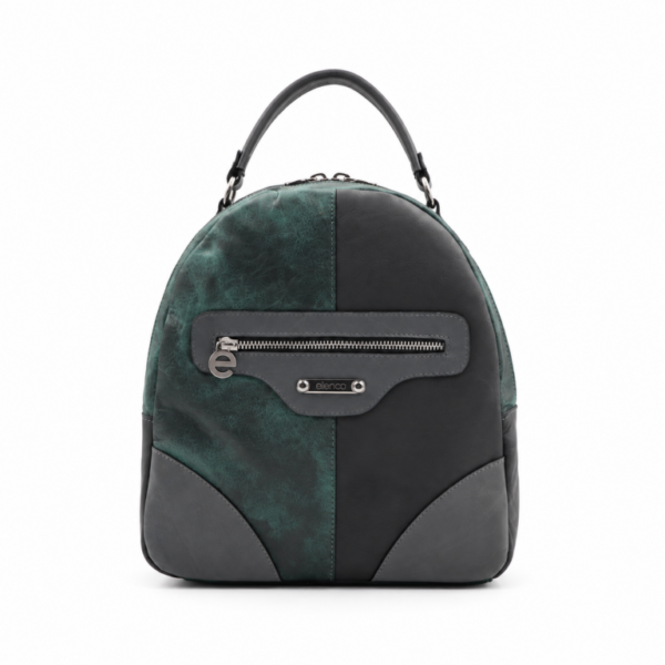Mochila média em pele verde