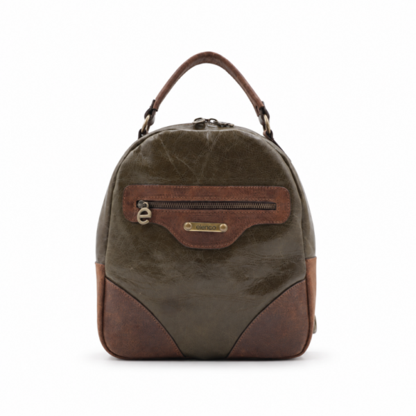 Mochila em pele verde
